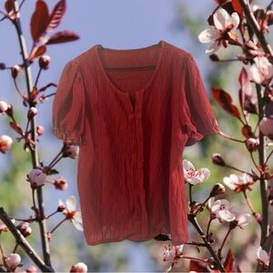 Source Unknown Deep Red Textured Blouse